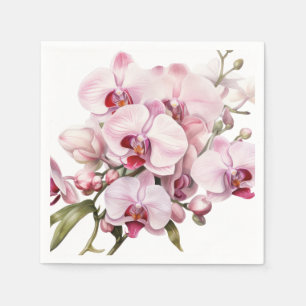 Serviette En Papier Mariage d'orchidées rose et blanche