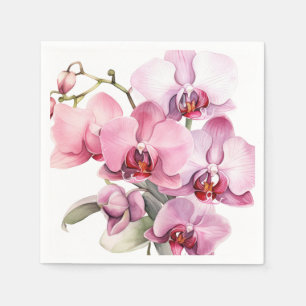 Serviette En Papier Mariage d'orchidées roses et violettes