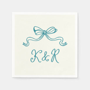 Serviette En Papier Mariage double Monogramme à main blanche