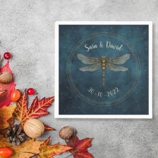 Serviette En Papier Mariage Dragonfly Mystique Gothique Sombre Turquoi