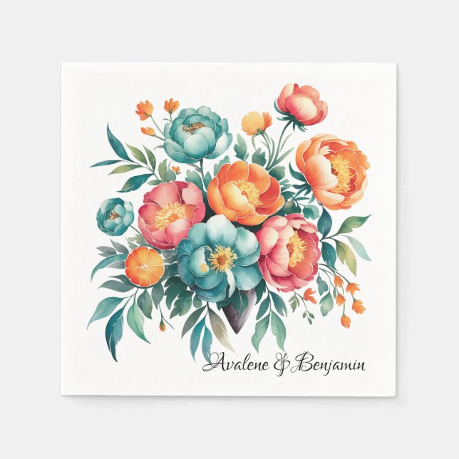 Serviette En Papier Mariage du bouquet Radiant Peony (Devant)