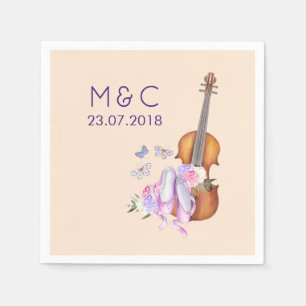Serviette En Papier Mariage du Violon, des Chaussons de Ballet et des
