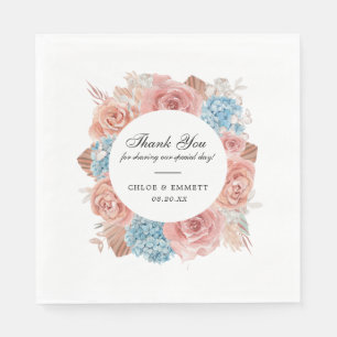 Serviette En Papier Mariage Dusty Rose Rose bleu Hydrangea
