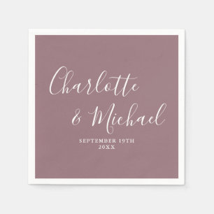Serviette En Papier Mariage écriture élégante Mauve Signature