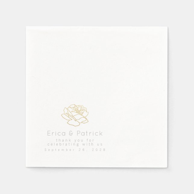 Serviette En Papier Mariage Élégamment imprimé blanc (Devant)