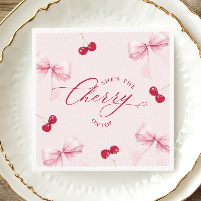 Serviette En Papier Mariage Élégant avec Cerise sur le Haut (Créateur téléchargé)