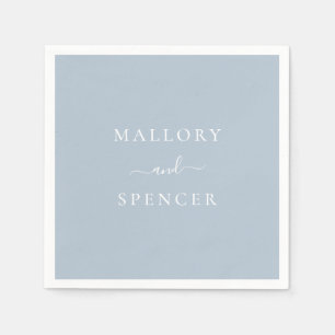 Serviette En Papier Mariage Élégant Bleu Poussiéreux Traditionnel