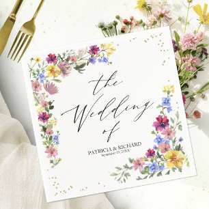 Serviette En Papier Mariage Élégant Bohème aux Fleurs Sauvages