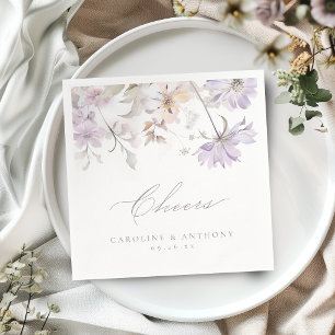 Serviette En Papier Mariage Élégant Botanique Floral Boho Violet