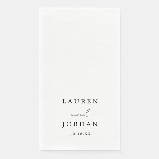 Serviette En Papier Mariage Élégant Calligraphie (Devant)