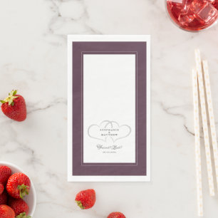 Serviette En Papier Mariage Élégant Chic Cœurs Violets Amour Éternel