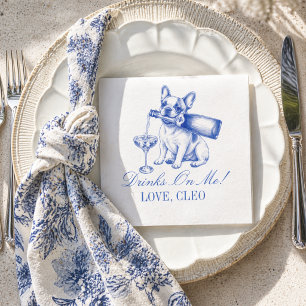 Serviette En Papier Mariage élégant de Bulldog français au style Chino
