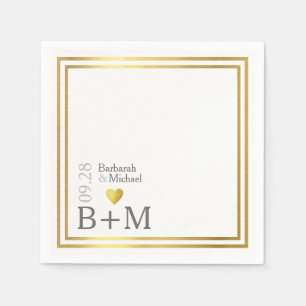 Serviette En Papier Mariage élégant de serviettes (noms et initiales)