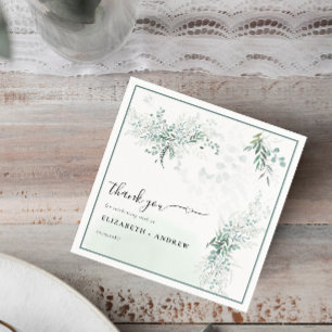 Serviette En Papier Mariage Élégant de Verdure d'Eucalyptus
