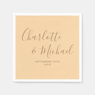 Serviette En Papier Mariage élégant écriture signature Champagne