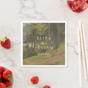 Serviette En Papier Mariage Élégant en Forêt Rustique