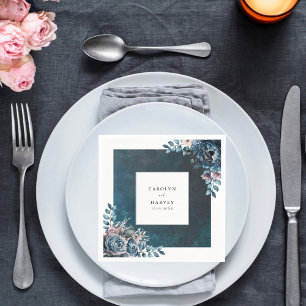 Serviette En Papier Mariage élégant en marbre bleu