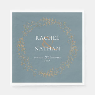 Serviette En Papier Mariage Élégant Guirlande d'Or