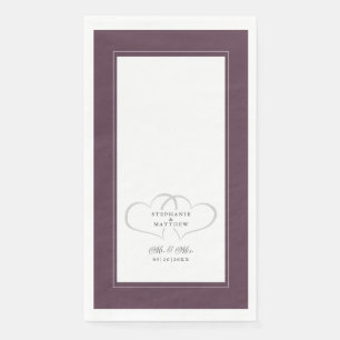 Serviette En Papier Mariage élégant M & Mme Purple Chic Hearts Dîner