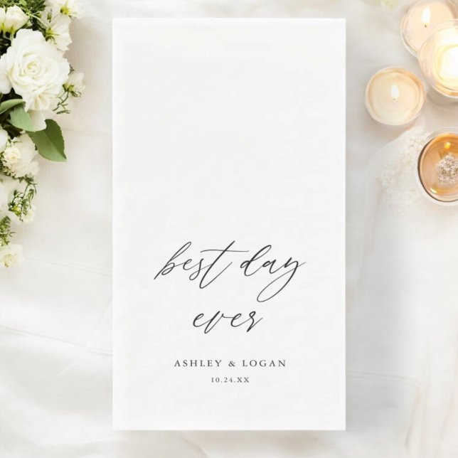 Serviette En Papier Mariage Elégant Meilleur Jour (Créateur téléchargé)