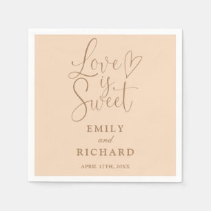 Serviette En Papier Mariage Élégant Moderne Doux Pêche Doux