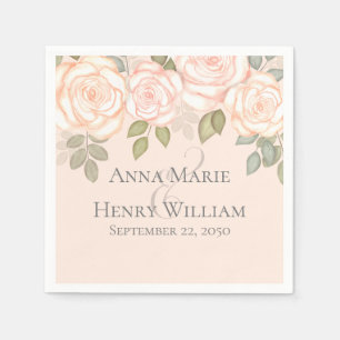 Serviette En Papier Mariage Élégant Moderne Minimaliste Blush Floral