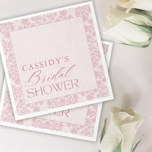 Serviette En Papier Mariage Élégant Moderne Toile Florale Rose