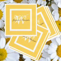 Mariage Élégant Monogramme Script Papier Jaune Chi