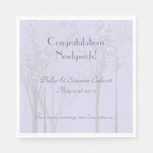 Serviette En Papier Mariage élégant Newlyweds Lavender Tree Art