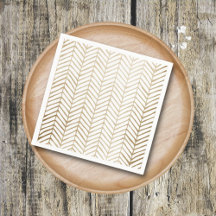 Mariage Élégant Or & Blanc Chevron
