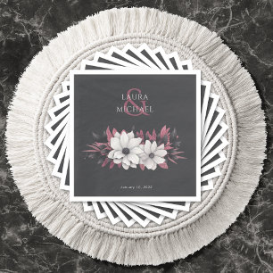 Serviette En Papier Mariage élégant Papier Magenta Floral Papier Napki