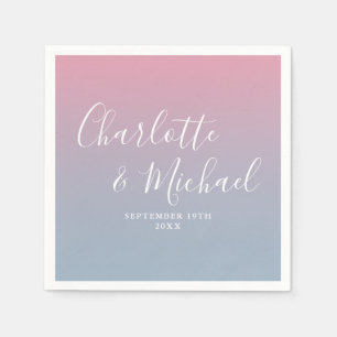 Serviette En Papier Mariage Élégant Rose Et Bleu Poussiéreux Ombré