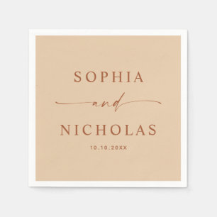 Serviette En Papier Mariage Élégant   Sable de pêche chaud Boisson mod