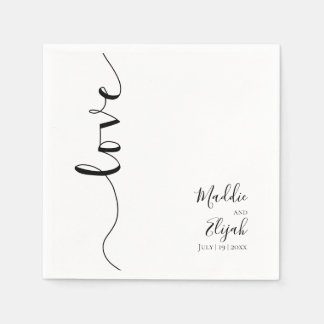 Serviette En Papier Mariage, Élégant, Simple, Typographie, Script,