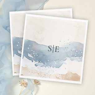 Serviette En Papier Mariage élégant sur la plage avec vague de sable b