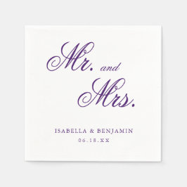 Serviette En Papier Mariage élégant traditionnel violet