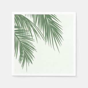 Serviette En Papier Mariage élégant vert blanc feuilles de palmier tro