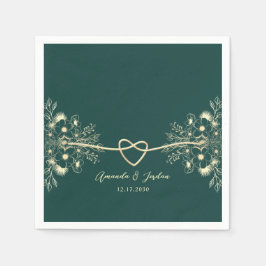 Serviette En Papier Mariage Emerald Green Gold