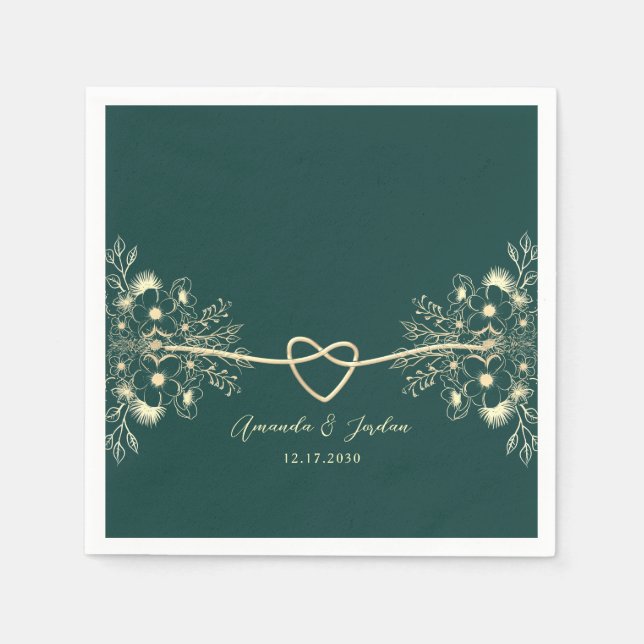 Serviette En Papier Mariage Emerald Green Gold (Devant)