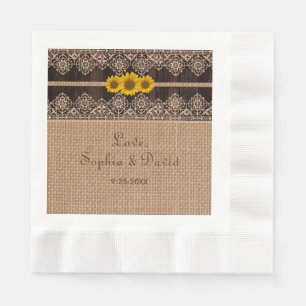 Serviette En Papier Mariage en bois de dentelle rustique