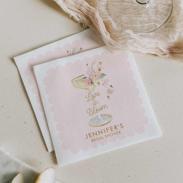 Serviette En Papier Mariage en fleurs rose poudré Baby Shower (Love in Bloom Bridal Shower Napkins)