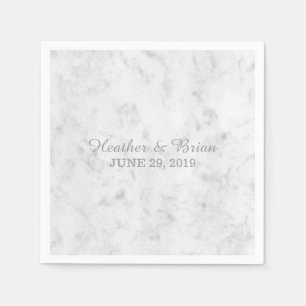 Serviette En Papier Mariage en marbre gris élégant