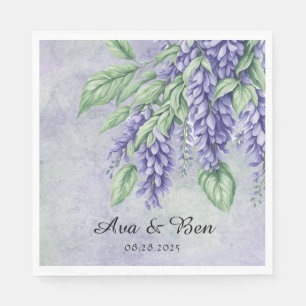 Serviette En Papier Mariage en marbre Lavender Wisteria Fleurs
