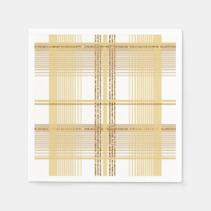 Serviette En Papier Mariage en or tartan à damiers plaid