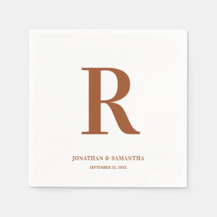 Serviette En Papier Mariage en terre cuite Monogramme Napkins moderne