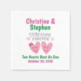 Serviette En Papier Mariage Ensemble pour toujours Cartoon Heart Bride