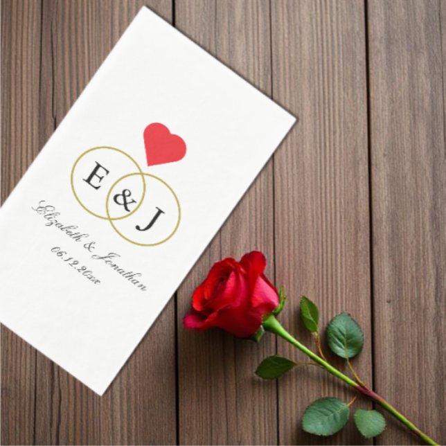 Serviette En Papier Mariage Entwin Rings (Créateur téléchargé)