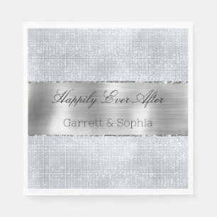 Serviette En Papier Mariage étincelant en argent