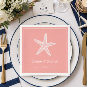Serviette En Papier Mariage Étoile de Mer Corail