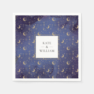 Serviette En Papier Mariage Étoiles Mystiques Célestes Et Lune